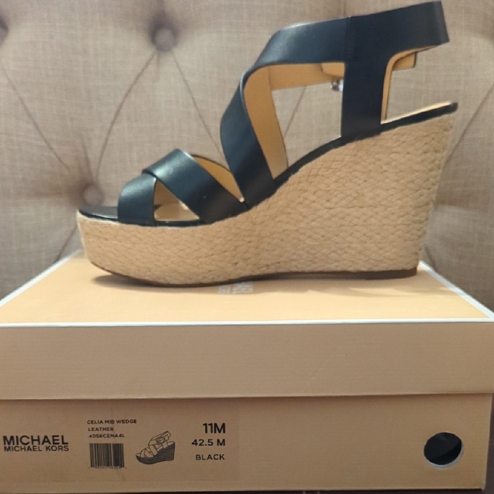 Michael Kors Black Wedge Sandals